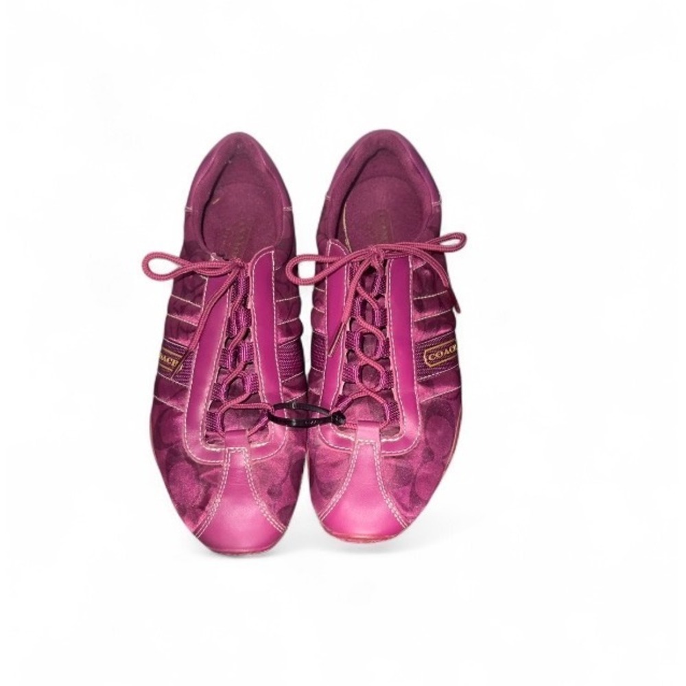 Coach Kirby Magenta Purple Signature C Monogram Sneakers Q999‎ Womens 6.5M